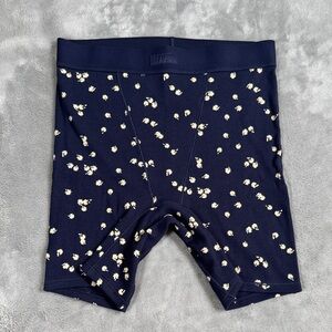 NWOT Skims navy floral cotton rib boxer, size xs